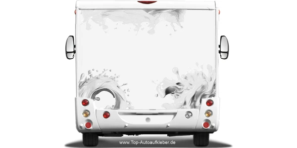 Splash Aufkleber auf hellem Camper -  Ansicht Farbauswahl