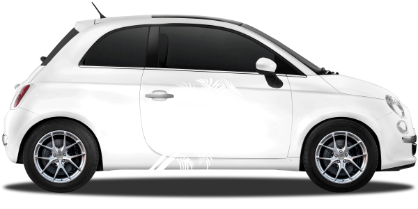 Preview: Autoaufkleber mit Palmwedel auf hellem PKW - Ansicht Farbauswahl