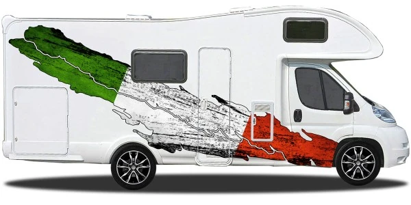 Wohnwagen Sticker Die Flagge Italiens | Set für beide Fahrzeugseiten