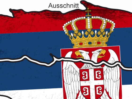 Sticker Die Flagge von Serbien - Ansicht Ausschnitt