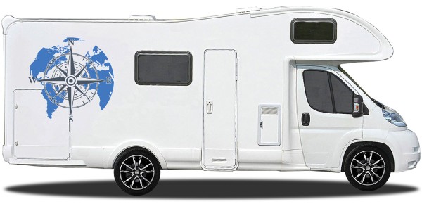 Preview: Sticker für Camper Kompass mit Weltkarte Preview: Sticker für Camper Kompass mit Weltkarte