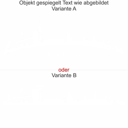 Hamburger Skyline als Aufkleber für die Motorhaube - Ansicht Ausrichtung mit Farbauswahl und Variante