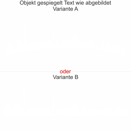 Preview: Hannoveraner Skyline als Aufkleber für die Heckscheibe - Ansicht Ausrichtung mit Farbauswahl und Variante