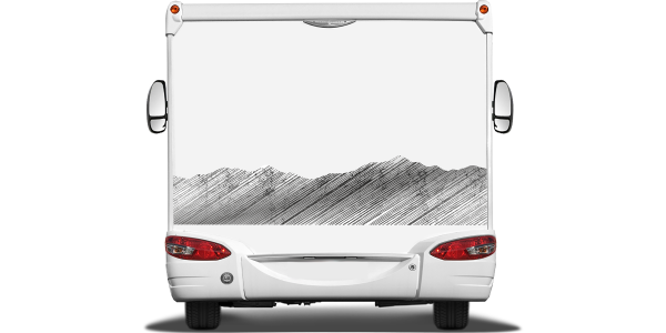 Preview: Wohnmobil Aufkleber Bergwelt Schraffur