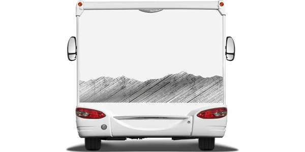 Wohnmobil Aufkleber Bergwelt Schraffur
