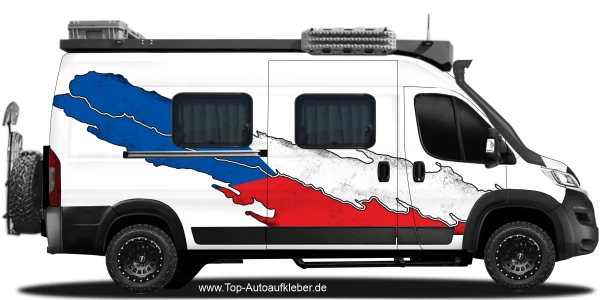 Wohnmobil Aufkleber Flagge der Tschechischen Republik auf Fahrzeugseite von Kastenwagen