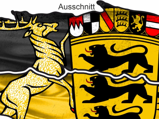 Die Flagge Baden-Württembergs zum Aufkleben - Ansicht Ausschnitt