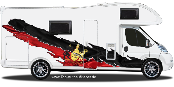Die Flagge Württemberg auf Fahrzeugseite von Wohnmobils zum Aufkleben