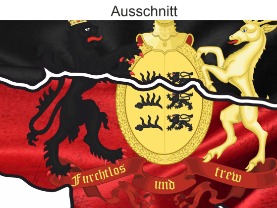 Die Flagge Württembergs zum Aufkleben - Ansicht Ausschnitt