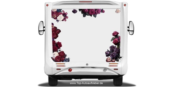 Wohnmobil Aufkleber Rosen Set auf Wohnmobil Heck