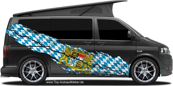 Wohnmobil Aufkleber Staatsflagge Bayerns | Set für beide Fahrzeugseiten