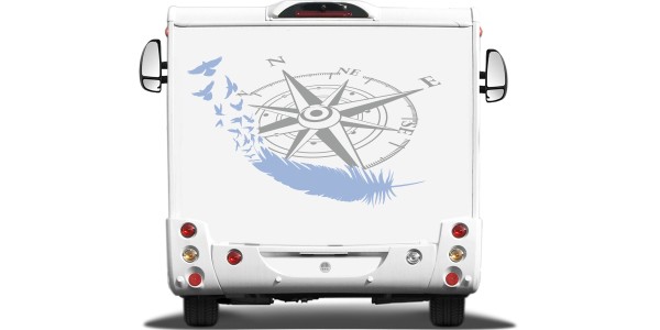 Aufkleber fürs Wohnmobil mit Federn und Kompassrose