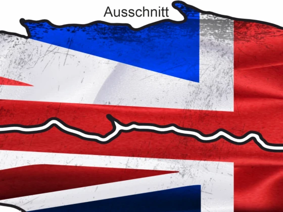 Die Flagge von England als Aufkleber - Ansicht Ausschnitt