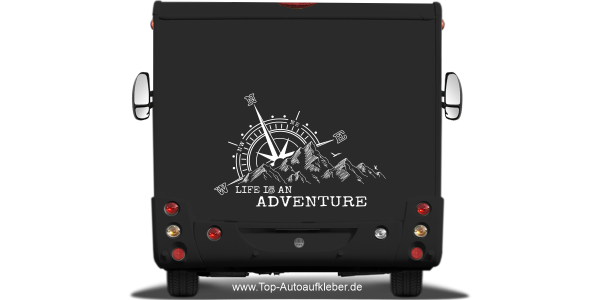 Preview: Wohnmobil Sticker Life is an adventure mit Bergen Preview: Wohnmobil Sticker Life is an adventure mit Bergen