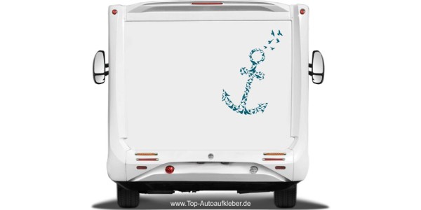 Preview: Wohnmobilaufkleber Anker aus Vogelschwarm