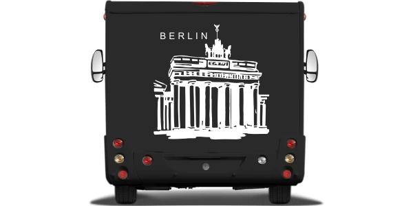 Wohnmobilaufkleber Berlin Brandenburger Tor auf Heck von Wohnmobil oder Wohnwagen - Ansicht Farbauswahl