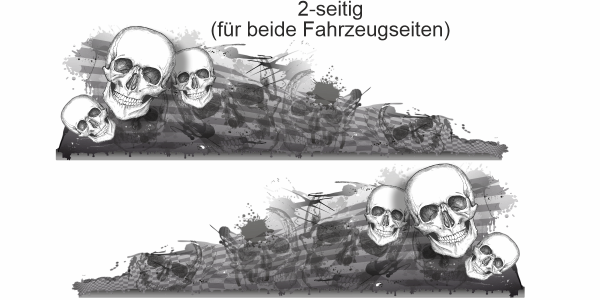 Preview: Wohnmobilaufkleber Blutkleckse mit Skulls | Set für beide Fahrzeugseiten Preview: Wohnmobilaufkleber Blutkleckse mit Skulls | Set für beide Fahrzeugseiten