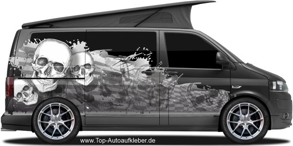 Preview: Wohnmobilaufkleber Blutkleckse mit Skulls | Set für beide Fahrzeugseiten Preview: Wohnmobilaufkleber Blutkleckse mit Skulls | Set für beide Fahrzeugseiten