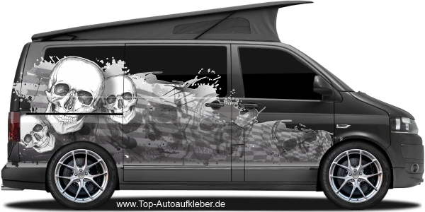 Wohnmobilaufkleber Blutkleckse mit Skulls | Set für beide Fahrzeugseiten