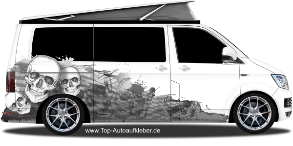 Preview: Wohnmobilaufkleber Blutkleckse mit Skulls | Set für beide Fahrzeugseiten Preview: Wohnmobilaufkleber Blutkleckse mit Skulls | Set für beide Fahrzeugseiten