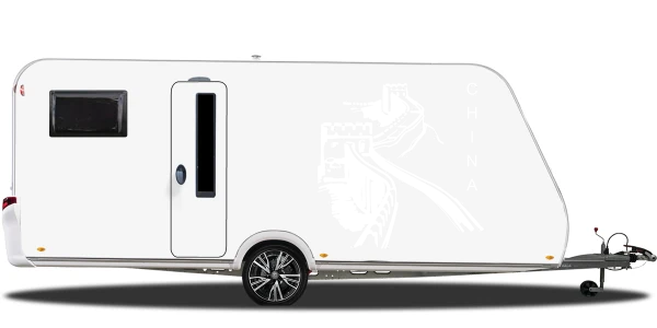 Wohnmobilaufkleber Chinesische Mauer auf hellem Wohnwagen - Ansicht Farbauswahl