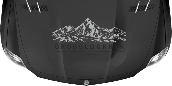 Preview: Wohnmobilaufkleber Großglockner auf dunkler Motorhaube