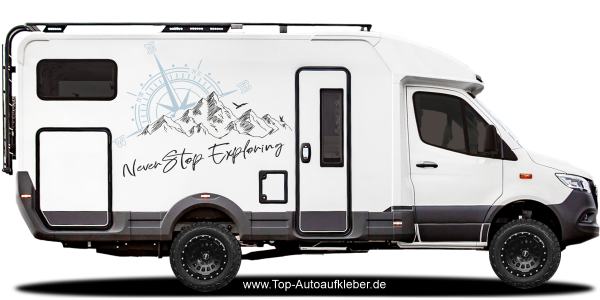 Wohnmobilaufkleber Never Stop Exploring