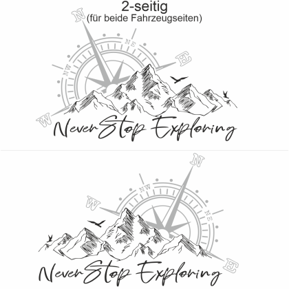 Preview: Wohnmobilaufkleber Never Stop Exploring | Set für beide Fahrzeugseiten Preview: Wohnmobilaufkleber Never Stop Exploring | Set für beide Fahrzeugseiten