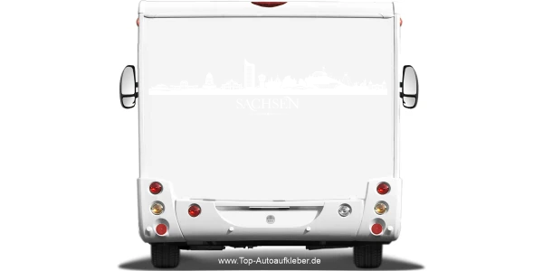 Wohnmobilaufkleber Skyline Sachsen auf hellem Wohnmobil - Ansicht Farbauswahl