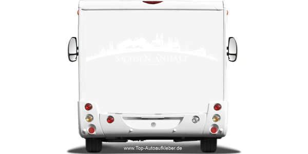Wohnmobilaufkleber Skyline Sachsen-Anhalt auf hellem Wohnmobil - Ansicht Farbauswahl