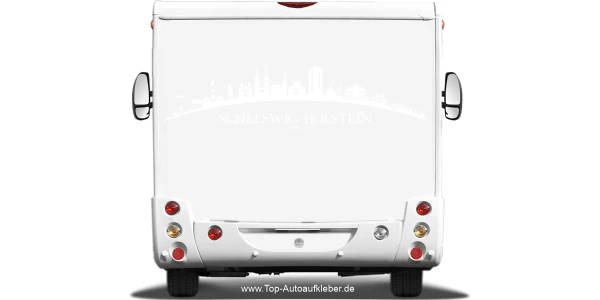 Wohnmobilaufkleber Skyline Schleswig-Holstein auf hellem Wohnmobil - Ansicht Farbauswahl