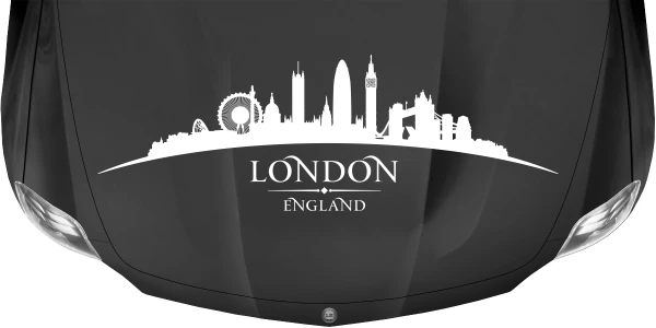 Wohnmobilaufkleber Skyline von London auf dunkler Motorhaube - Ansicht Farbauswahl