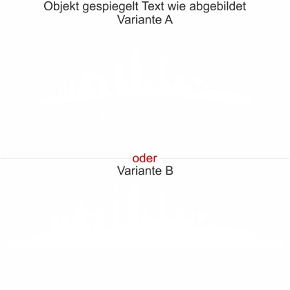 Wohnmobilaufkleber Skyline von London - Ansicht Ausrichtung mit Farbauswahl und Variante