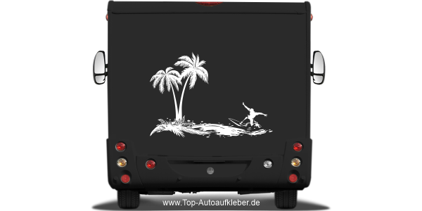 Preview: Wohnwagen Sticker Surfen am Meer Preview: Wohnwagen Sticker Surfen am Meer