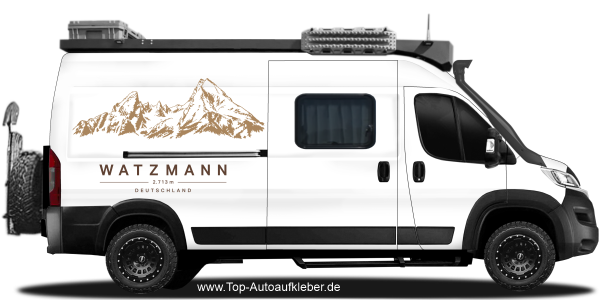 Preview: Wohnmobilaufkleber Watzmann auf hellem Campervan