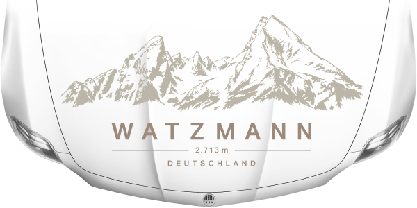 Preview: Wohnmobilaufkleber Watzmann auf heller Motorhaube