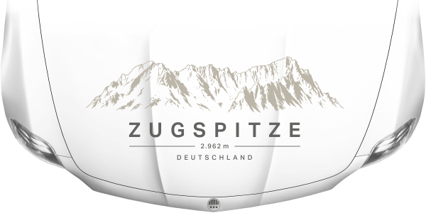 Preview: Wohnmobilaufkleber Zugspitze auf heller Motorhaube