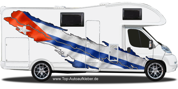 Wohnmobildekor Flagge Kuba auf Fahrzeugseite von Wohnmobil