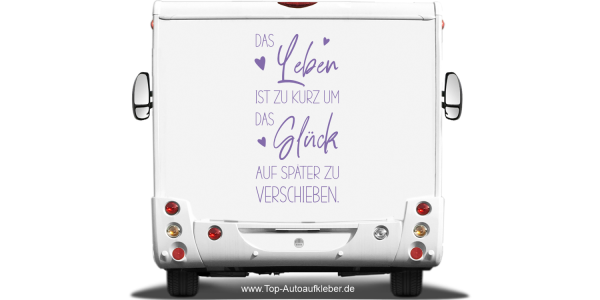 Wohnmobildekor Glück auf Heck eines hellen Wohnmobils