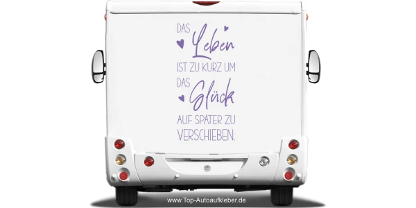 Wohnmobildekor Glück auf Heck eines hellen Wohnmobils