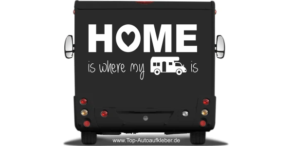 Wohnmobildekor Home auf dunklem Heck - Ansicht Farbauswahl