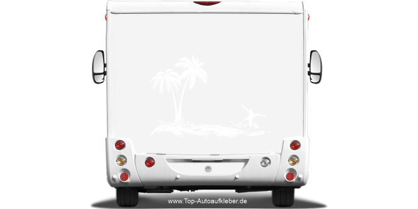 Preview: Wohnwagen Sticker Surfen am Meer Preview: Wohnwagen Sticker Surfen am Meer