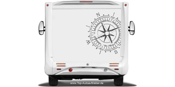 Preview: Wohnmobil Aufkleber Kompass Vintage
