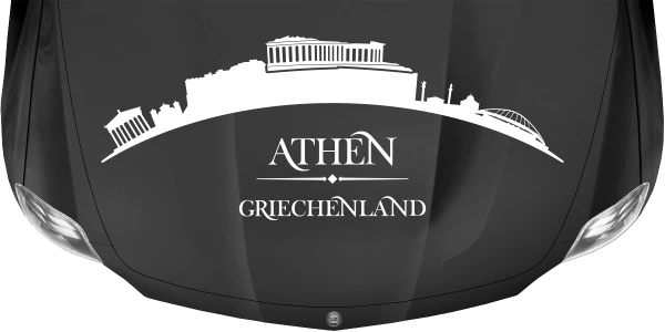 Wohnmobilsticker Skyline Athen auf dunkler Motorhaube - Ansicht Farbauswahl