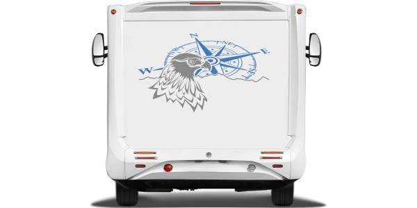 Preview: Wohnwagen Sticker Windrose mit Adler Preview: Wohnwagen Sticker Windrose mit Adler