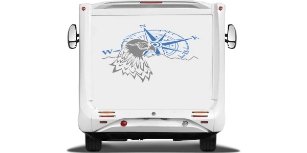 Wohnwagen Sticker Windrose mit Adler