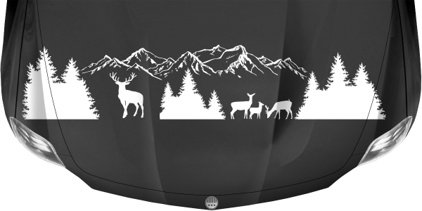 Preview: Wohnwagenaufkleber Berge und Rotwild Preview: Wohnwagenaufkleber Berge und Rotwild