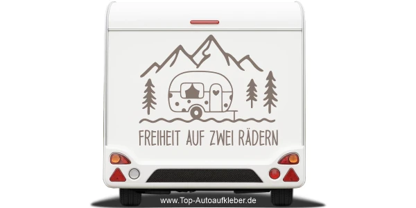 Wohnwagenaufkleber Freiheit auf zwei Rädern