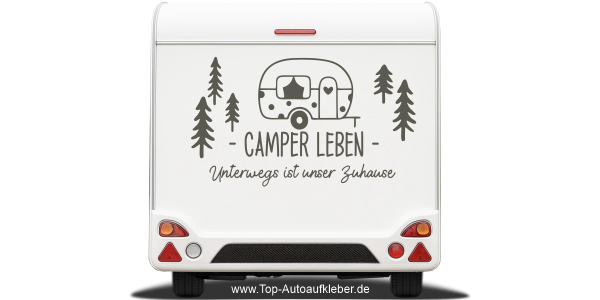 Wohnwagenaufkleber Unterwegs ist unser Zuhause