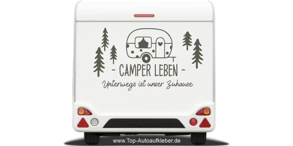 Wohnwagenaufkleber Unterwegs ist unser Zuhause